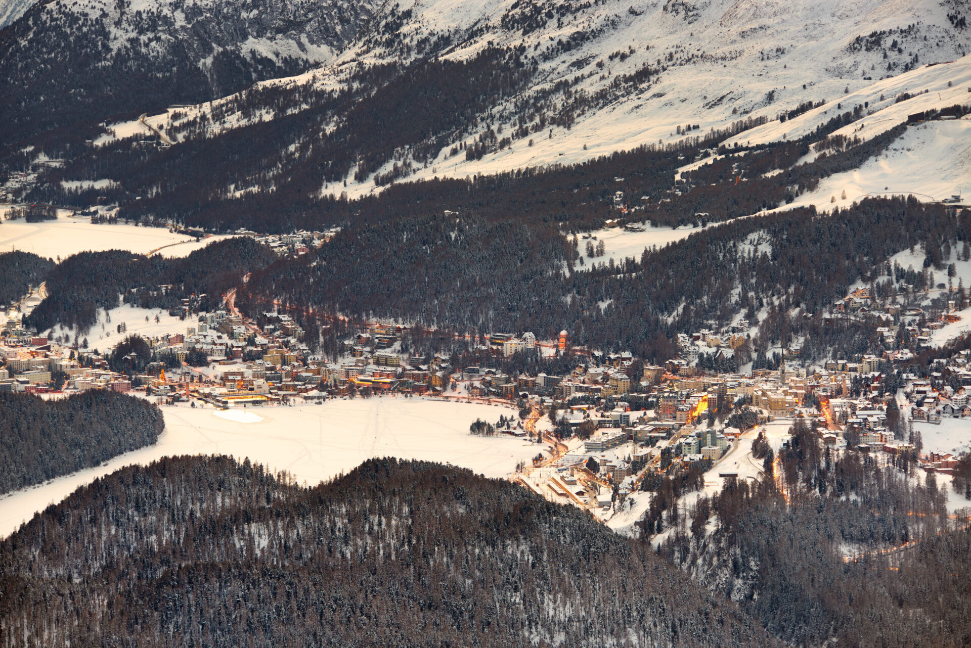 Sankt Moritz on the Swiss Alps with snow st moritz umzug mit Fuhrmann